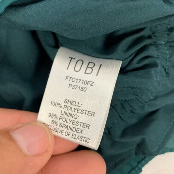 Tobi Womens Teal Open Front Short Sleeve Drawstring Hem Blouse L - Picture 5 of 7